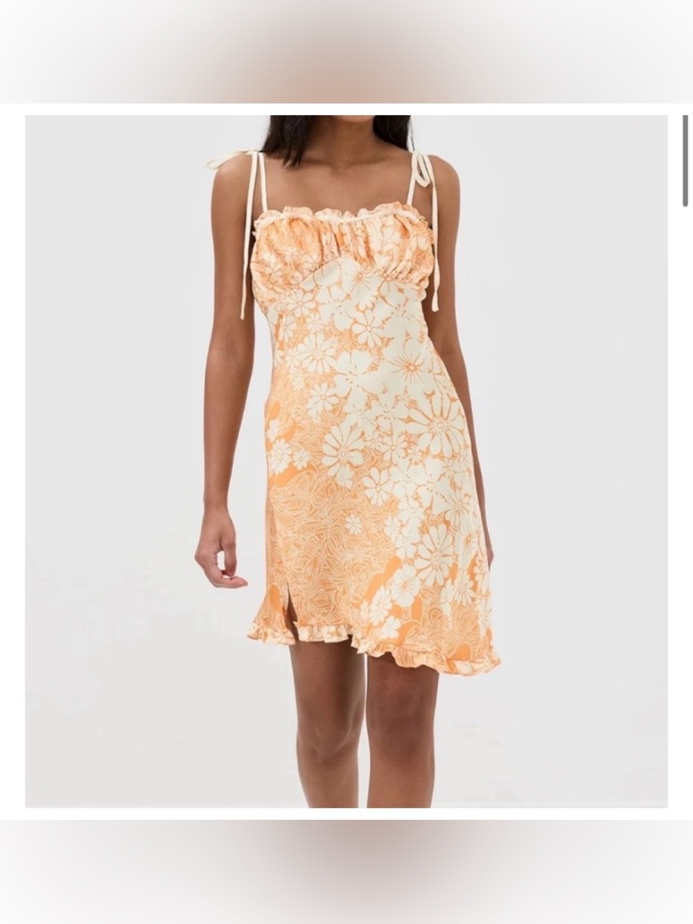 Free People Intimately Floral Tie-Shoulder Slip Babydoll Dress Floral L NEW
